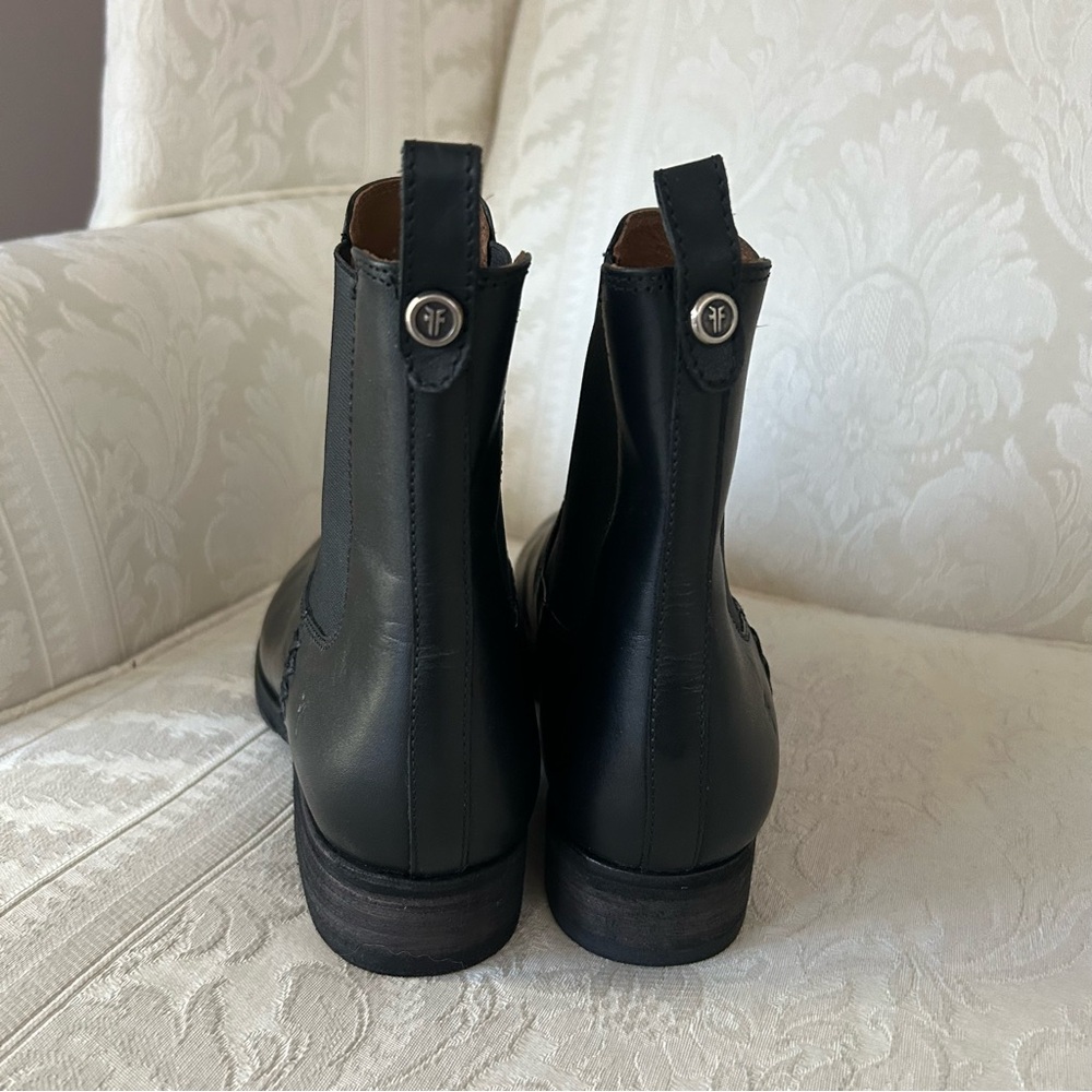 Frye MELISSA DOUBLE SOLE CHELSEA boots booties women size 9 smooth black leather - Picture 10 of 12